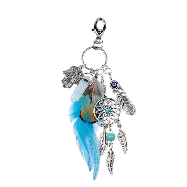 Dream Catcher Keychain with Birthstone & Feather Charm | Boho Dreamcatcher Keyring Gift – collectible keychain accessory for car, bike and bag keys